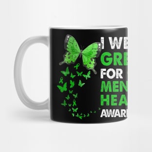 I Wear Green For Mental Health Awareness Costume Butterflies Mug